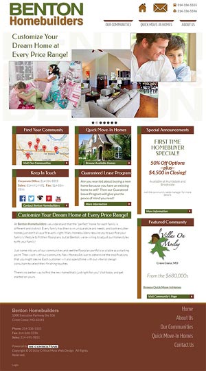 screenshot of Benton Homesbuilders website