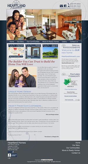 screenshot of Heartland Homes website
