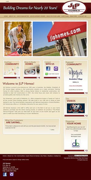 screenshot of JLP Homes website