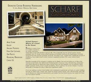 screenshot of Scharf Custom Homes website