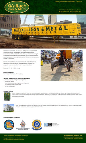 screenshot of Wallach Iron & Metal, Inc. website
